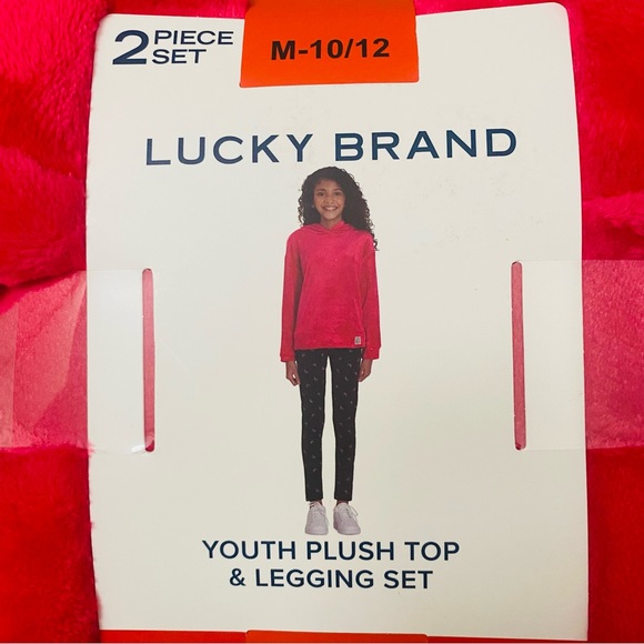 Lucky Brand Girls 2-Piece Plush Hoodie & Legging Set, NWT - Picture 3 of 8